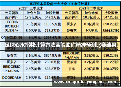 足球心水指数计算方法全解助你精准预测比赛结果
